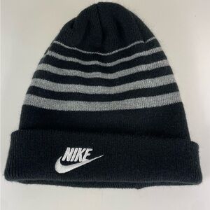 Nike Kids Stocking Cap Beanie black with gray stripes